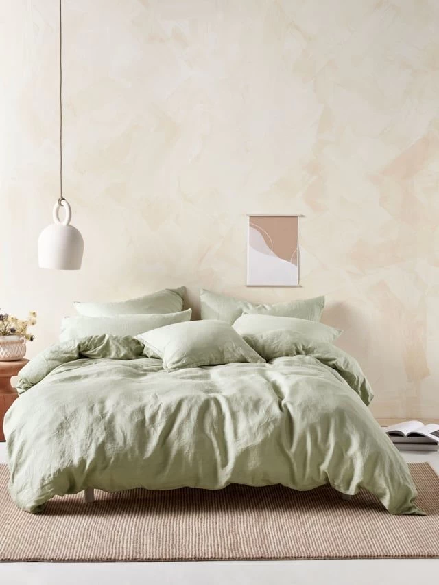 Linen House Nimes Wasabi Linen Quilt Cover Set - Image 4