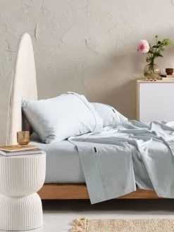 Linen House Augusta 500TC Pale Blue Cotton Sateen Sheet Set