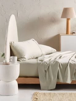 Linen House Augusta 500TC Taupe Cotton Sateen Sheet Set