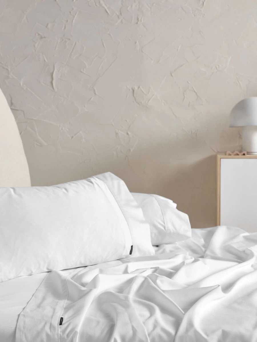Linen House Augusta 500TC White Cotton Sateen Sheet Set - Image 2