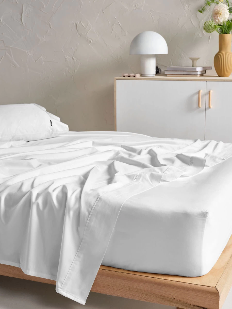 Linen House Augusta 500TC White Cotton Sateen Sheet Set - Image 5