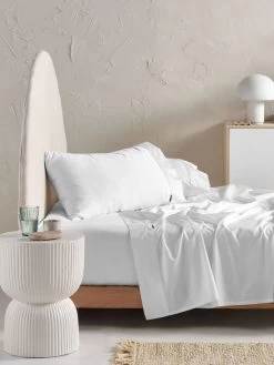 Linen House Augusta 500TC White Cotton Sateen Sheet Set
