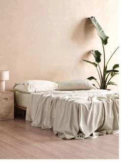 Linen House Haven Sand Bamboo Cotton 500TC Sheet Set