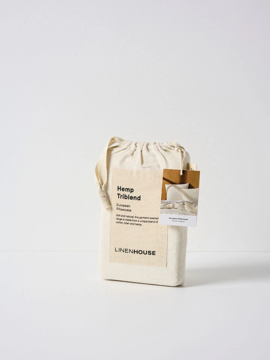 Linen House Hemp Triblend Vanilla European Pillowcase - Image 2