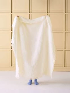 Linen House Linden White Linen Throw