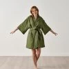 Linen House Nimes Moss Linen Short Robe