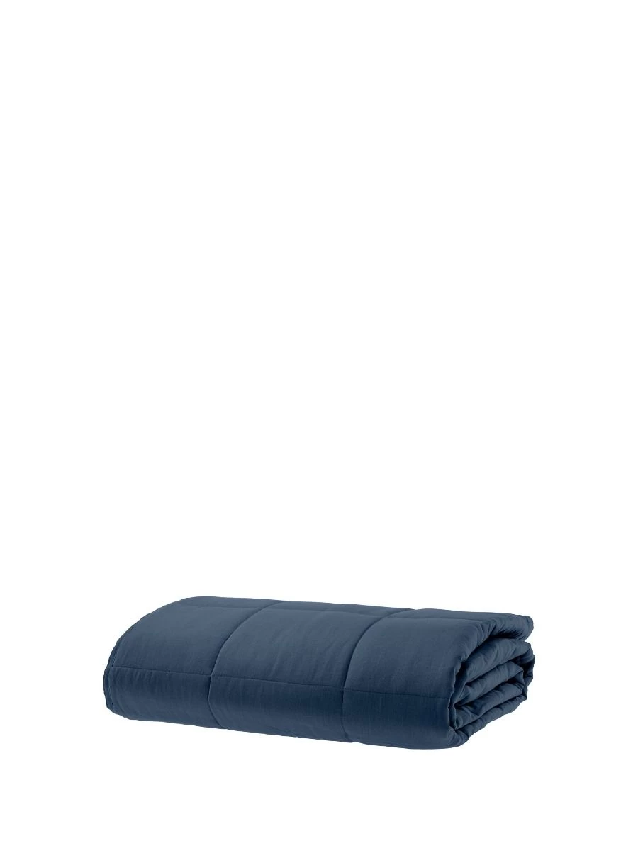 Linen House Nimes Navy Linen Coverlet - Image 4