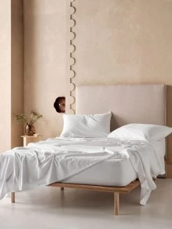 Linen House Flannelette White Plain-Dyed Sheet Set
