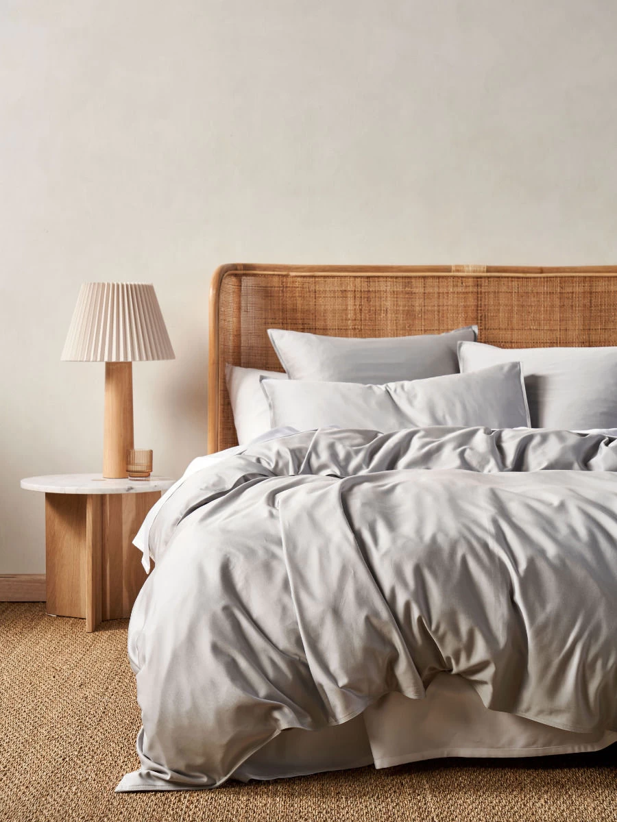 Linen House Haven Silver Bamboo Cotton 500TC Quilt Cover Set - Image 4