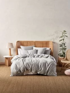 Linen House Haven Silver Bamboo Cotton 500TC Quilt Cover Set