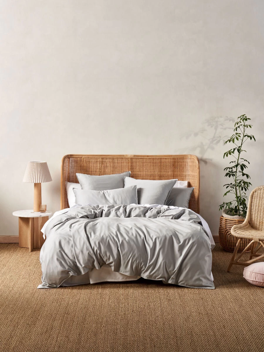 Linen House Haven Silver Bamboo Cotton 500TC Quilt Cover Set