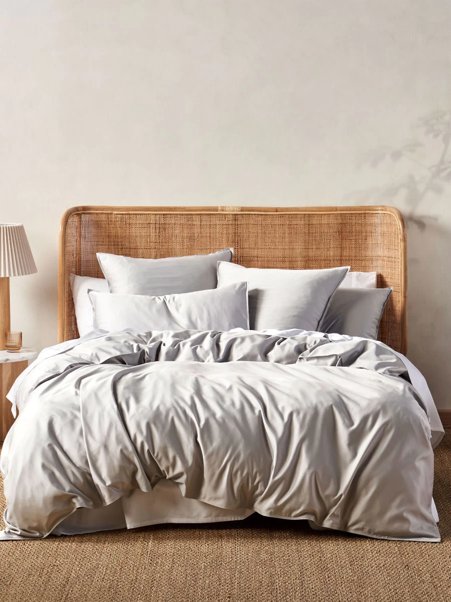 Linen House Haven Silver Bamboo Cotton 500TC Quilt Cover Set - Image 5