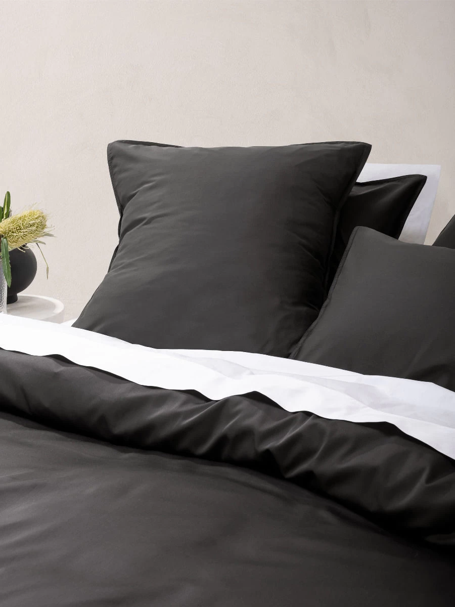 Linen House Nara Bamboo Cotton Charcoal European Pillowcase - Image 2