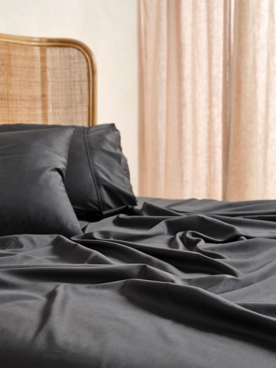 Linen House Nara Charcoal Bamboo Cotton 400TC Sheet Set - Image 4