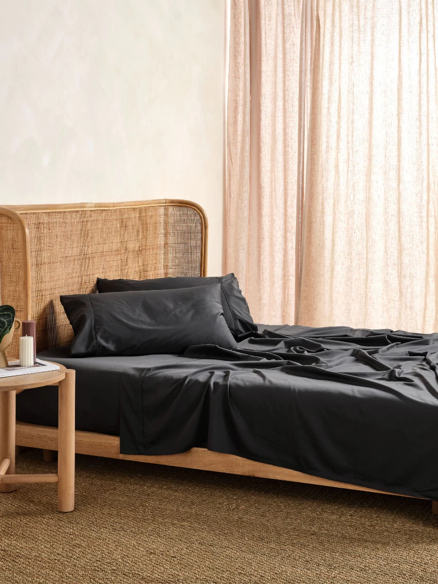 Linen House Nara Charcoal Bamboo Cotton 400TC Sheet Set