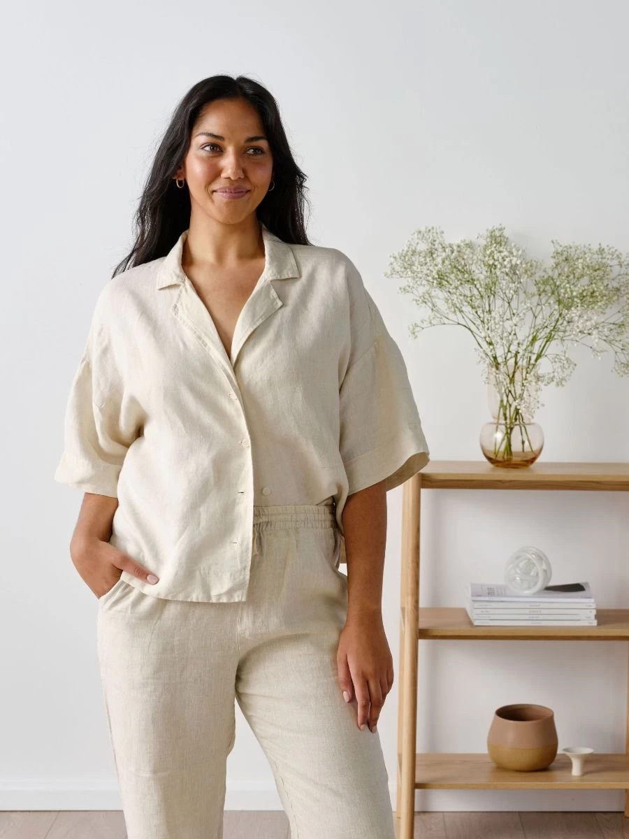 Linen House Nimes Natural Linen Wide-Sleeved Shirt - Image 5