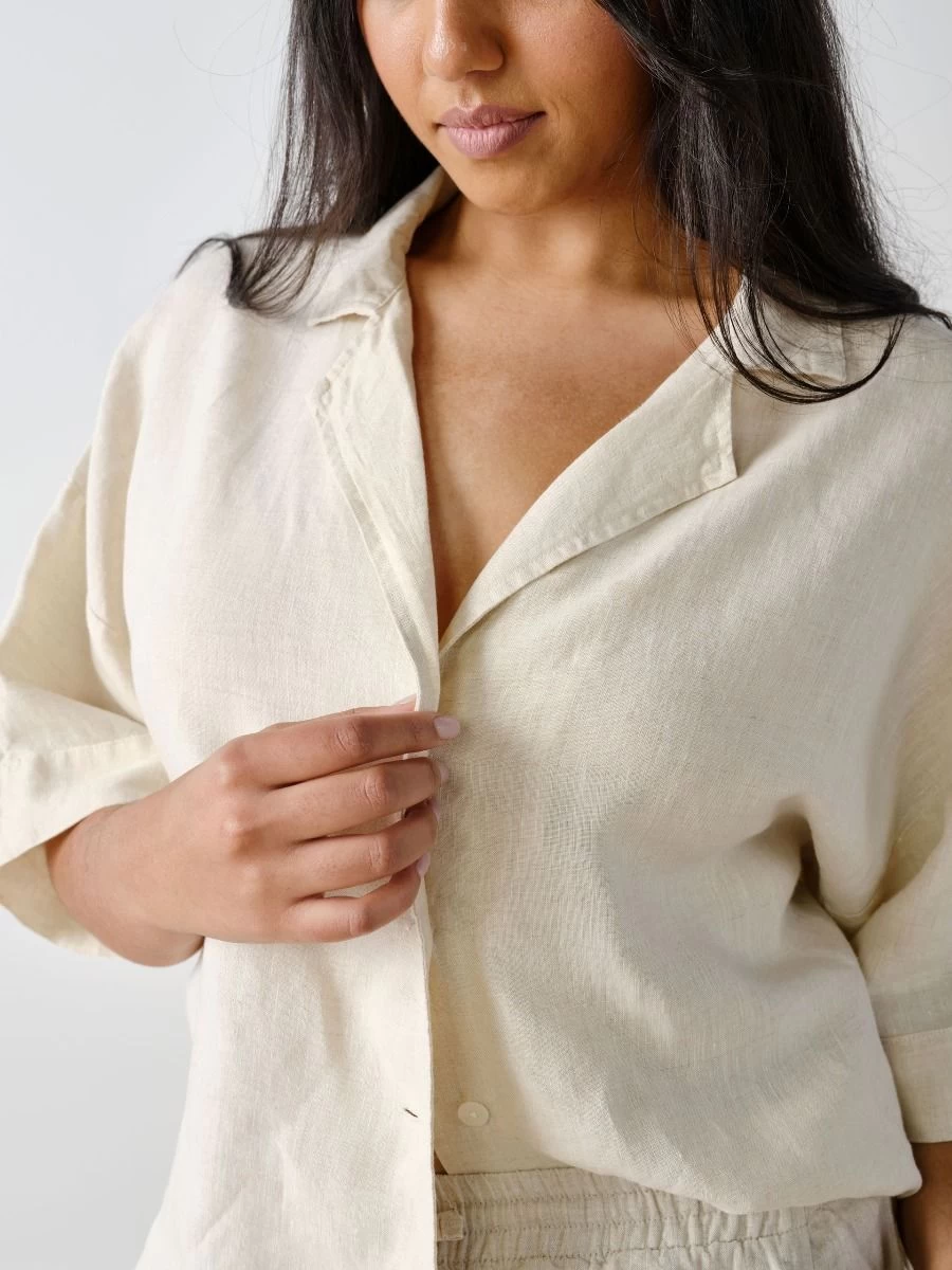 Linen House Nimes Natural Linen Wide-Sleeved Shirt - Image 2