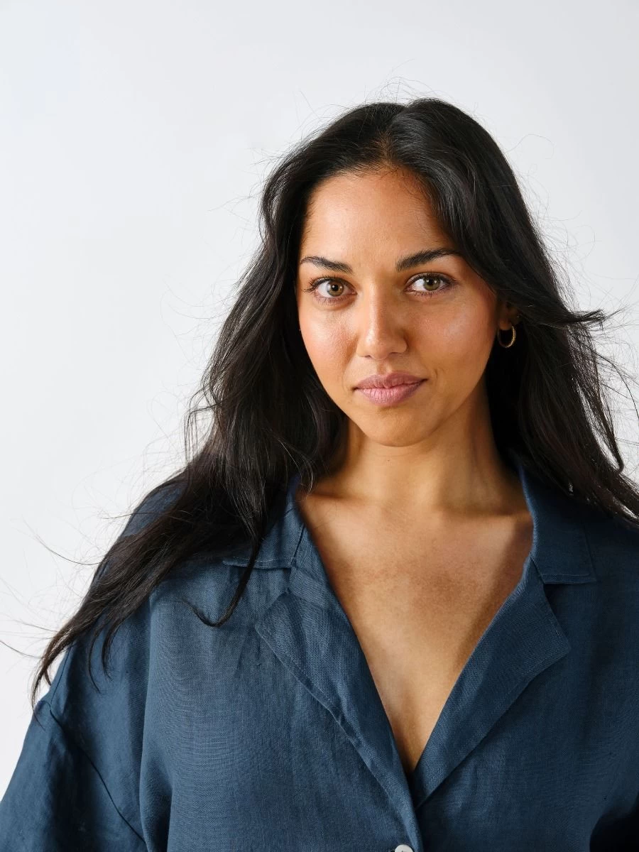 Linen House Nimes Navy Linen Wide-Sleeved Shirt - Image 5