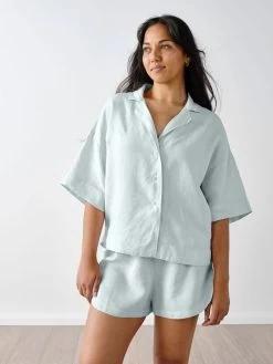Linen House Nimes Sky Linen Wide-Sleeved Shirt
