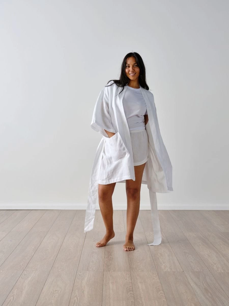 Linen House Nimes White Linen Short Robe